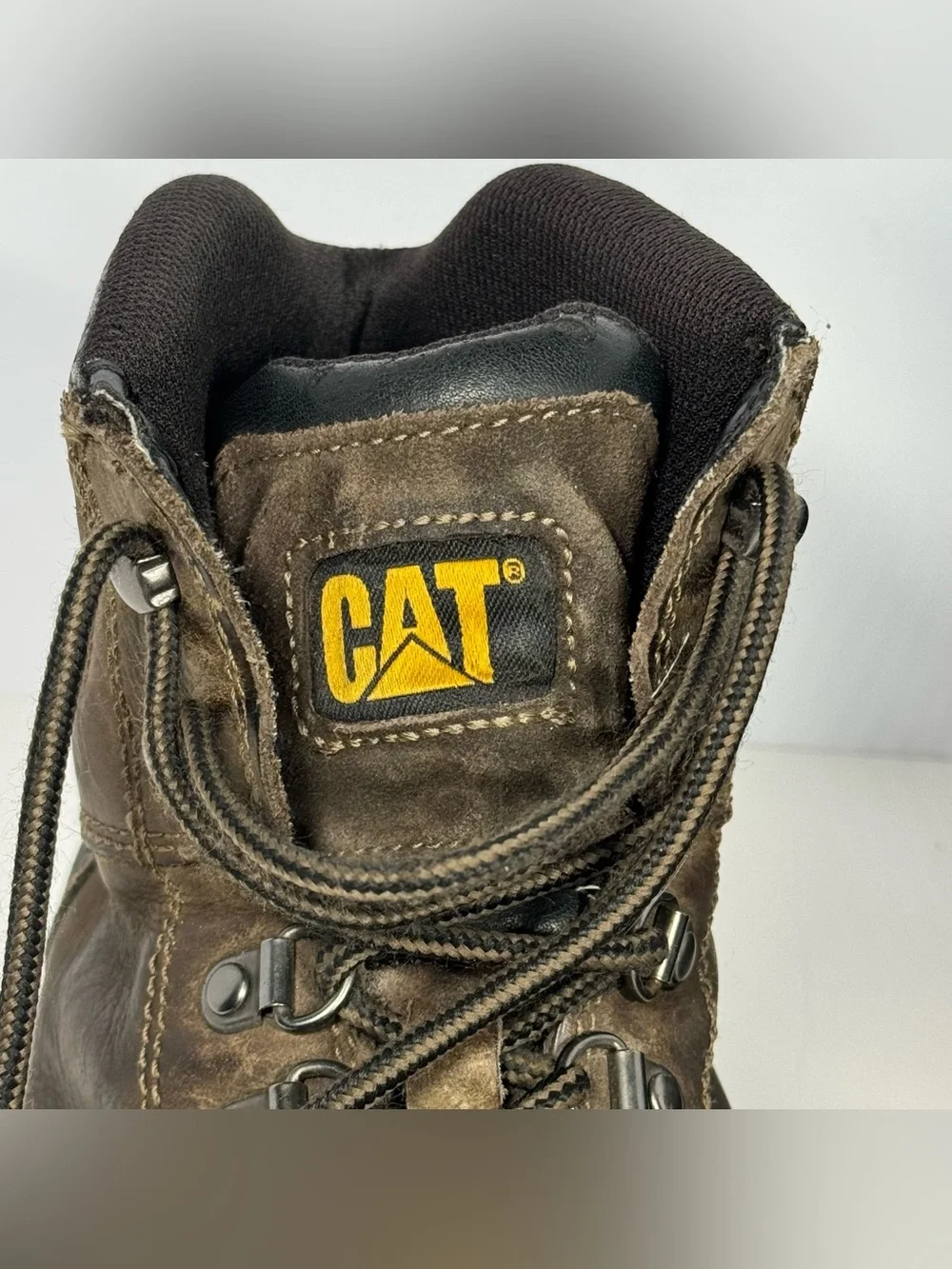 Caterpillar CAT Men’s 9.5 Wide P90802 Steel Toe Leather Work Boots Brown Outdoor